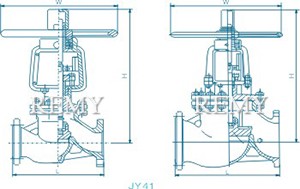 JY41W铜氧气专用截止阀 外形尺寸图