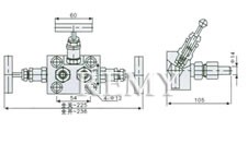 EN5-10 SF-2B型一体化三阀组 外形尺寸图